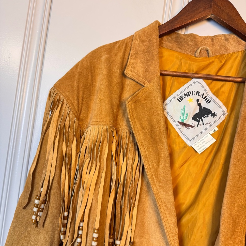 Vintage Desperado Suede Fringe Beaded Jacket – Western Boho Style Size 1 X - Picture 12 of 16